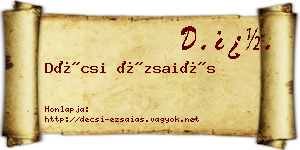 Décsi Ézsaiás névjegykártya
